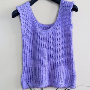 Woman's Crochet Sleeveless Top, Handmade Vest With Beads